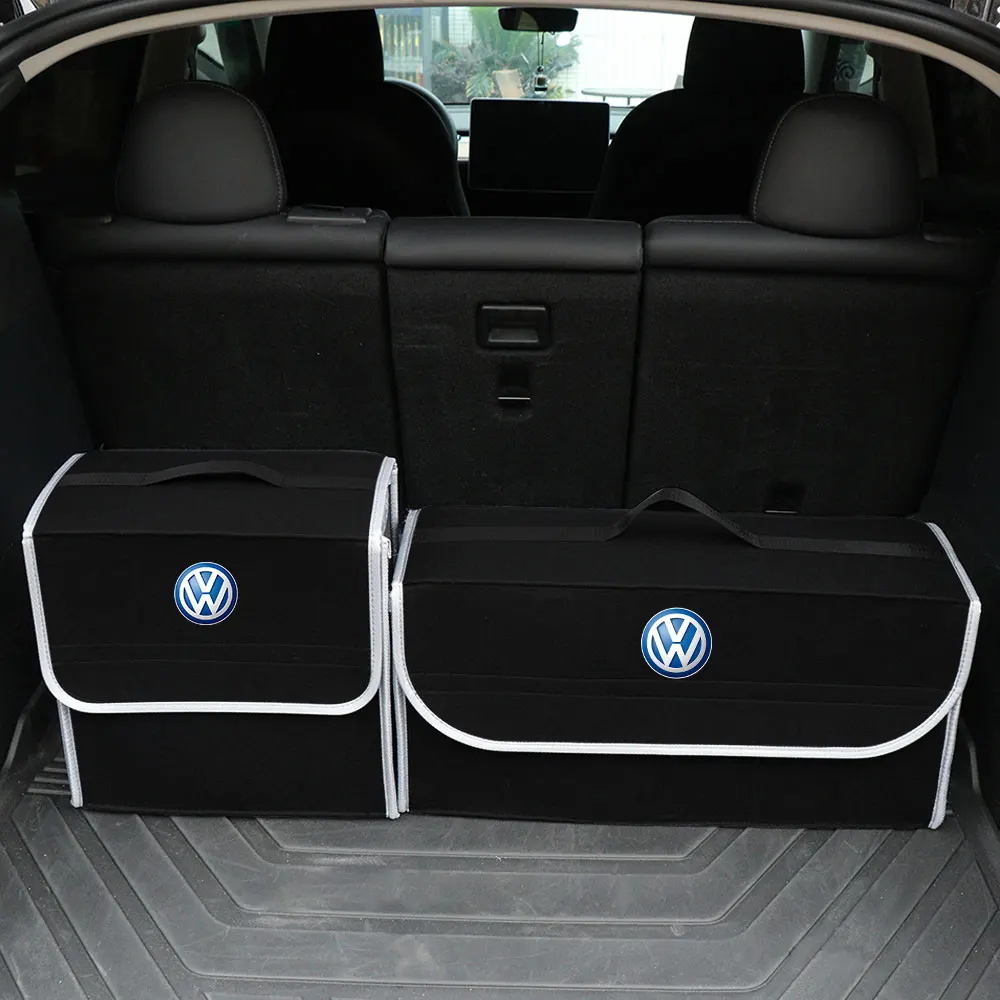 Car Trunk Storage Box Foldable Felt Car Organizer Stowing Tidying Box Car Accessories For Volkswagen VW R GTI Golf 5 7 Bora Polo