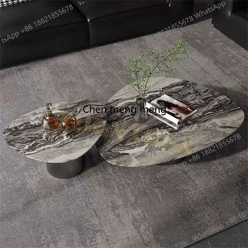 Living Room Furniture Italian Smart Center Table Luxury Stone Travertine Coffee Table Set Modern Marble Coffee Table