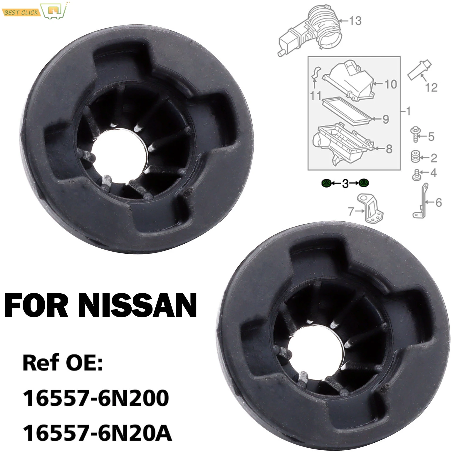 2X For Nissan ALTIMA NOTE MICRA MARCH ELGRAND JUKE PATHFINDER Air Intake Cleaner Filter Housing Box Rubber Mount Buffer Cushion