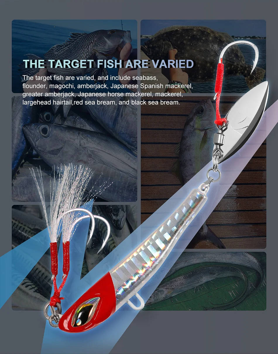 Noeby Blade Jig Lure 21g 28g 40g 60g Shore Casting Metall Jig Löffel Jigging Schwanz Spinner künstliche Harten Köder Meer Angelgerät – Detail 6