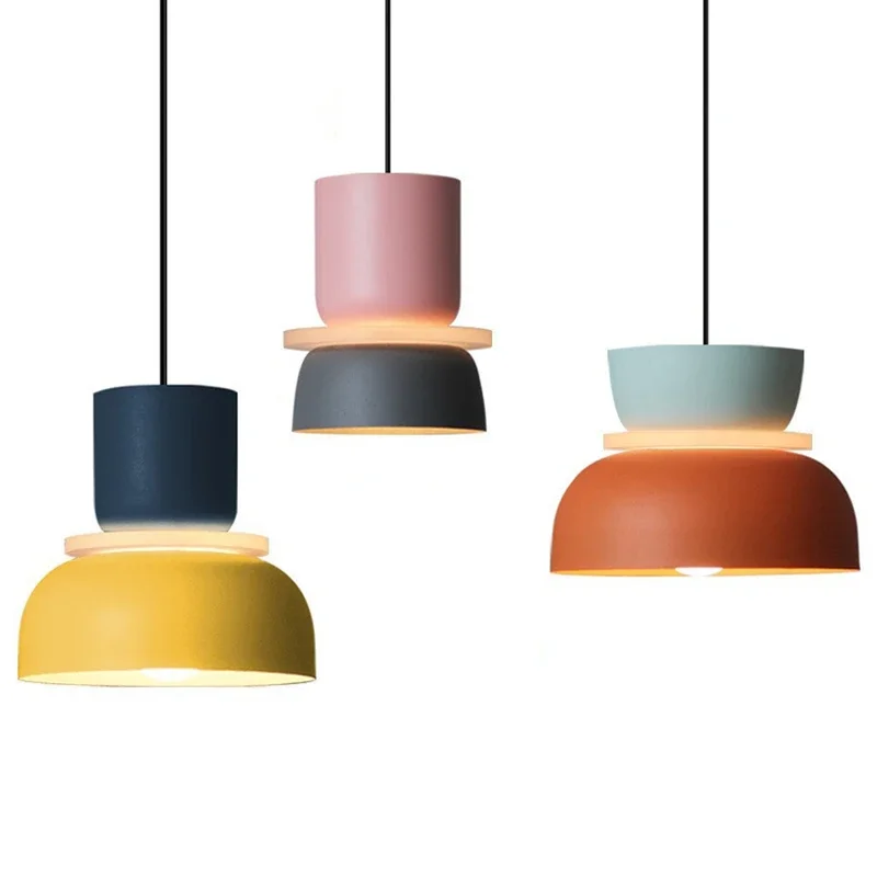 

Nordic Metal Texture Pendant Lights Ceiling Chandelier Bedroom Decor Macaron Modern Kitchen Hanging Lamps LED Lighting Fixtures