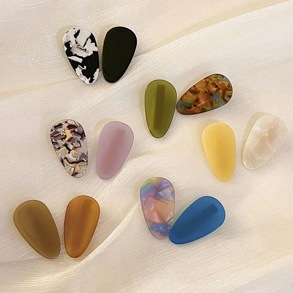 

2 шт., заколка для волос контрастного цвета, женская овальная заколка для челки из ацетата, заколка в виде утконоса, заколка для волос для девочек, темпераментный головной убор, аксессуары для волос