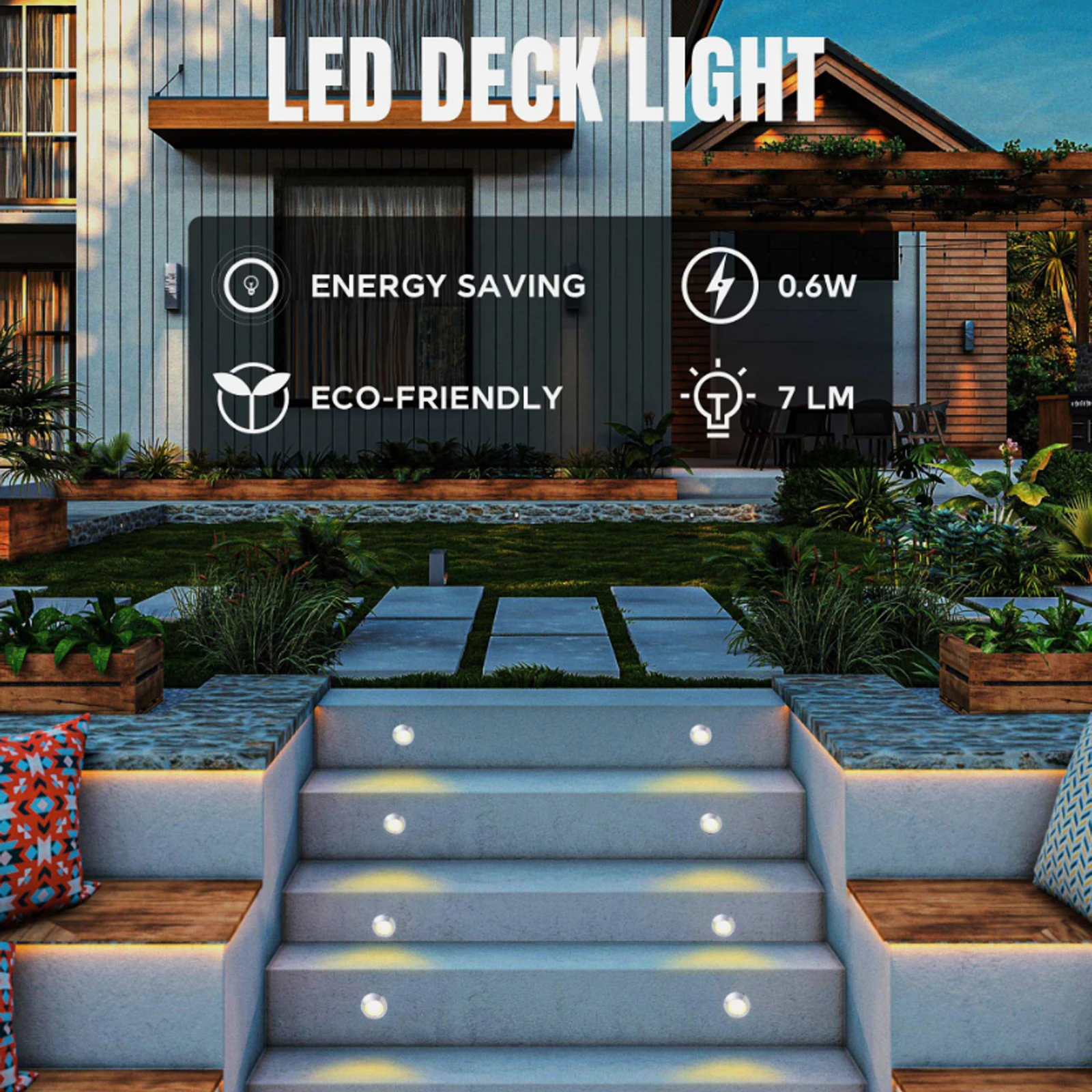 10/16PCS LED Deck Light DC12V Outdoor Wateroof Recessed Underground Bulb Lamp EU/AU/UK/US Plug For Courtyard Garden Step Stairs