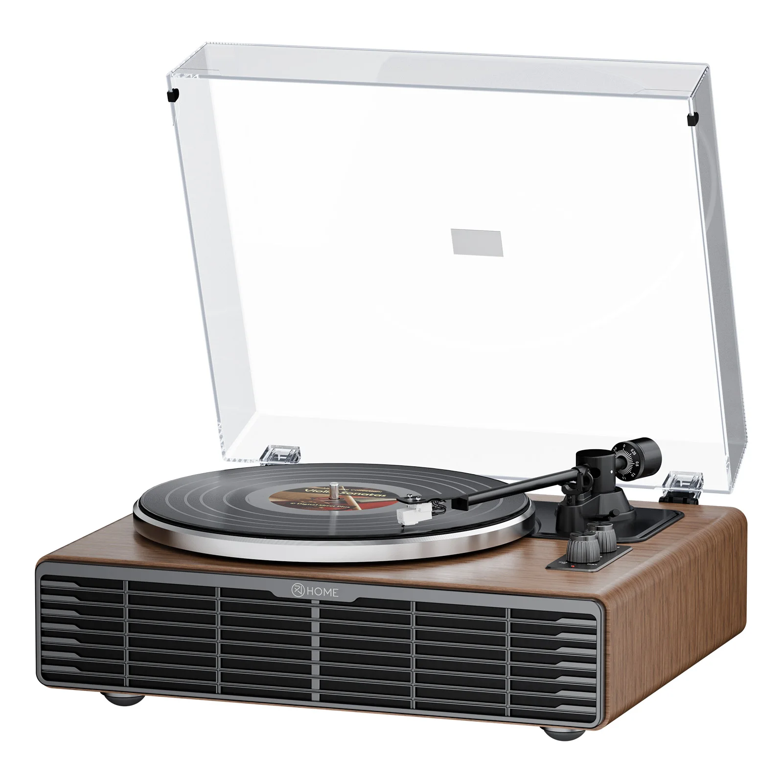 XJ-HOME H03 Vinyl-Plattenspieler mit eingebauten Lautsprechern, All-in-One Vintage-Plattenspieler, Bluetooth, Phono-Vorverstärker, AT-3600L Tonabnehmer, 33/45 U/min