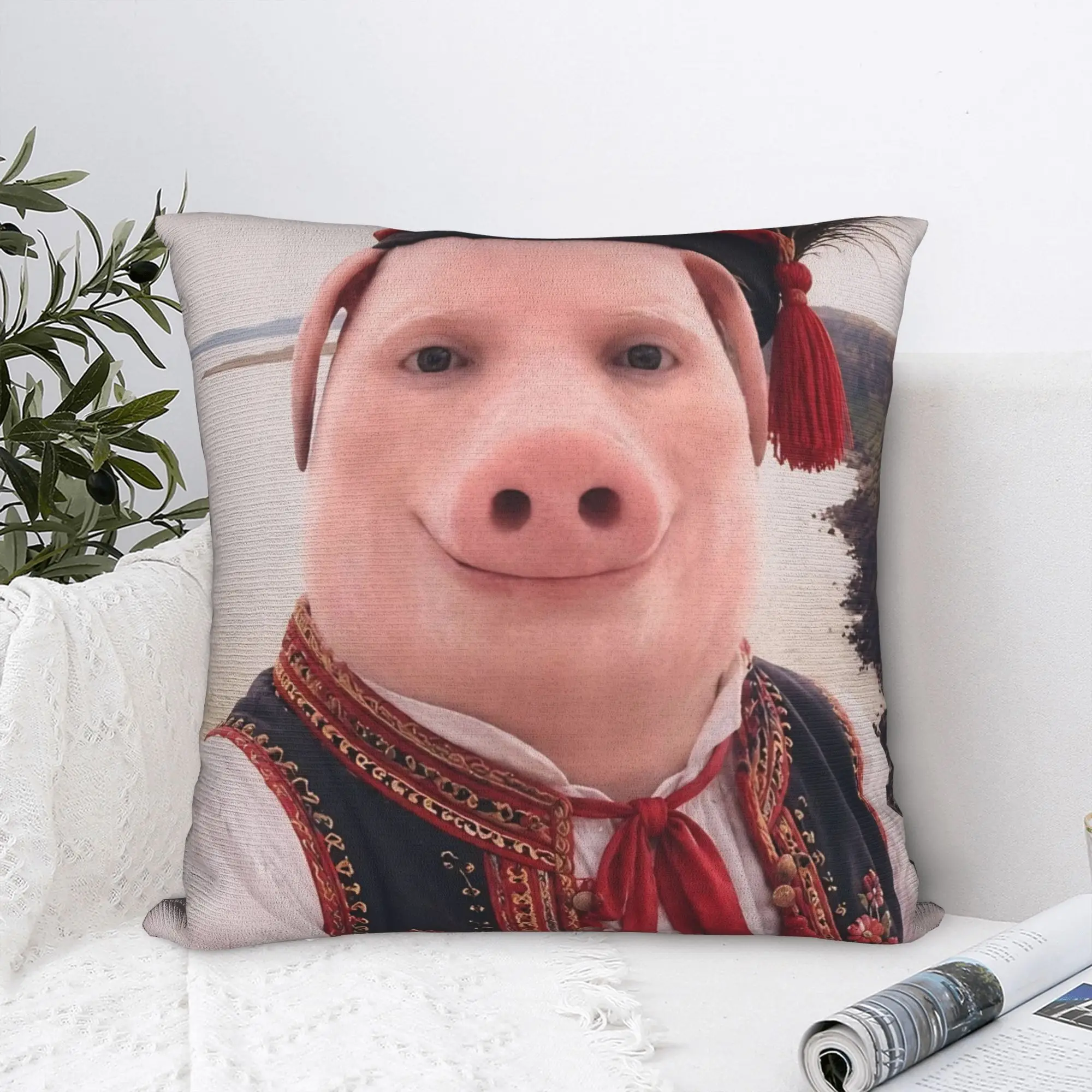 John Pork Traditional Polish Krakow Square Pillow Covers Room Funny Meme Cushion Case Cool Decor Throw Pillow Case 40*40