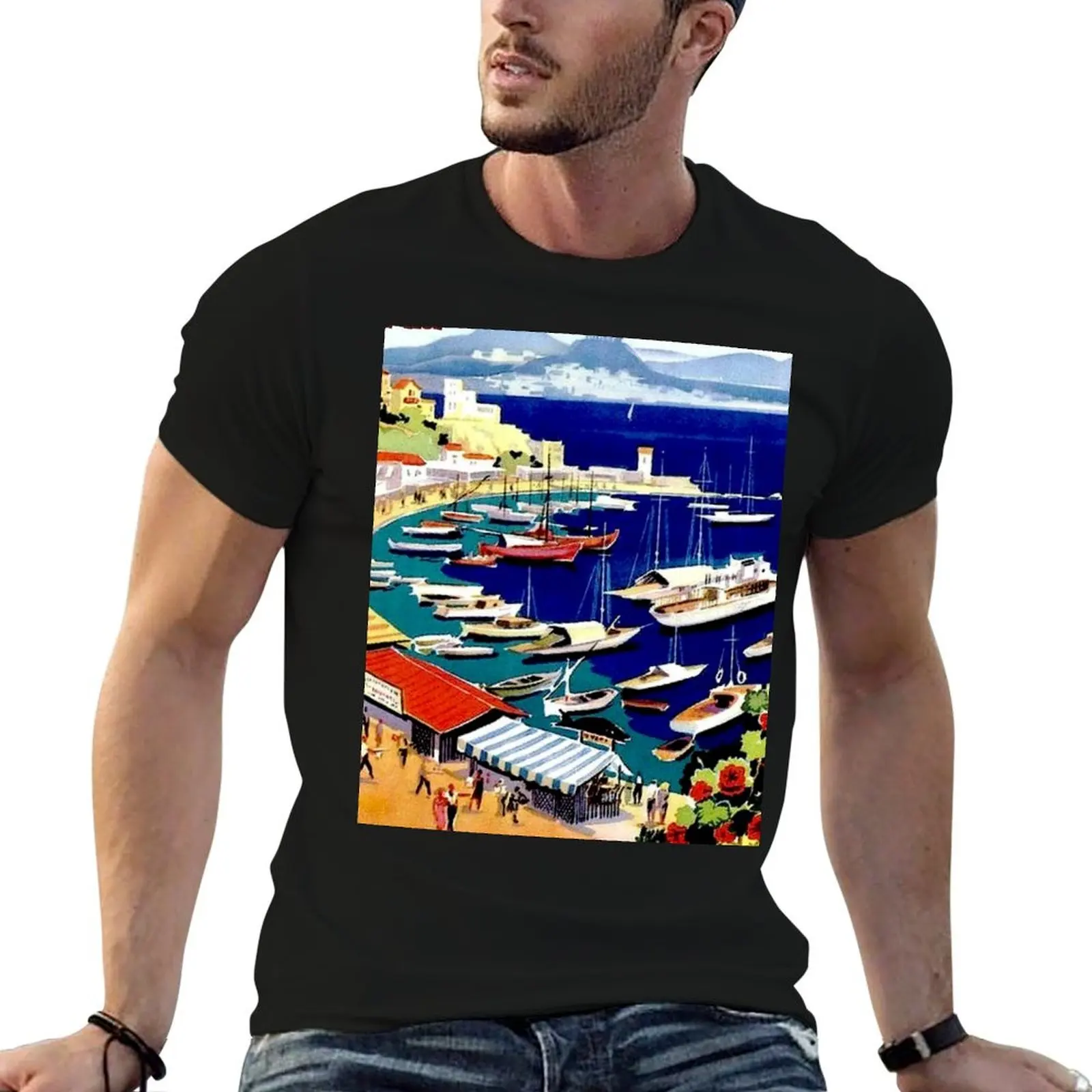 

MYKONOS : Vintage Greek Island Tourist Advertising Print T-Shirt Short sleeve tee korean fashion heavyweight t shirts for men