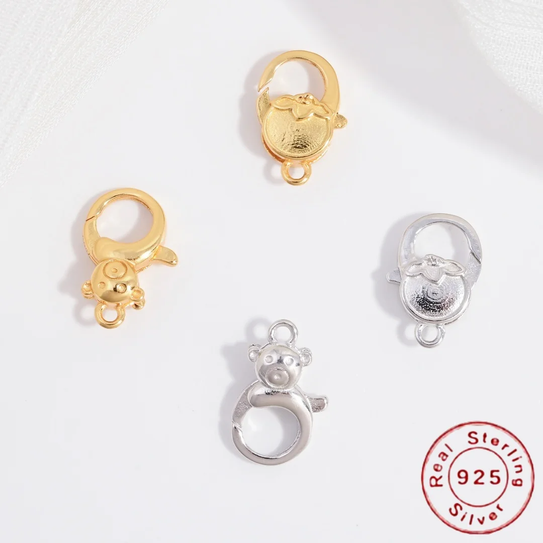 

S925 Стерлингового Серебра Милый Маленький Медвежонок Томат Омар Застежка DIY Браслет Ручной Работы Ожерелье Ювелирные Изделия Оптовая SK122