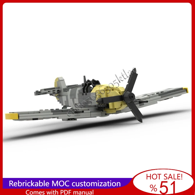 

535PCS MOC Custom WWII Bf 109 Mini Military Combat Aircraft Model Assembled Educational Creative Kids Toy Surprise Festival Gift