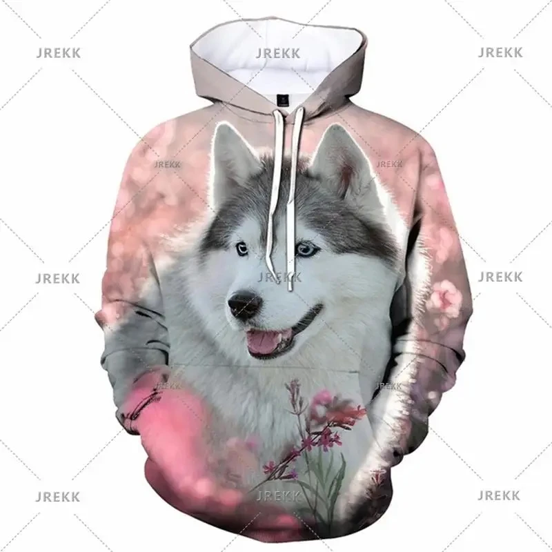 

Newest Animal Siberian Husky Hoodies Cute Dog Casual 3D Printed Men Women Streetwear Hoodies Autumn Long Sleeve Sweatshirts Chi