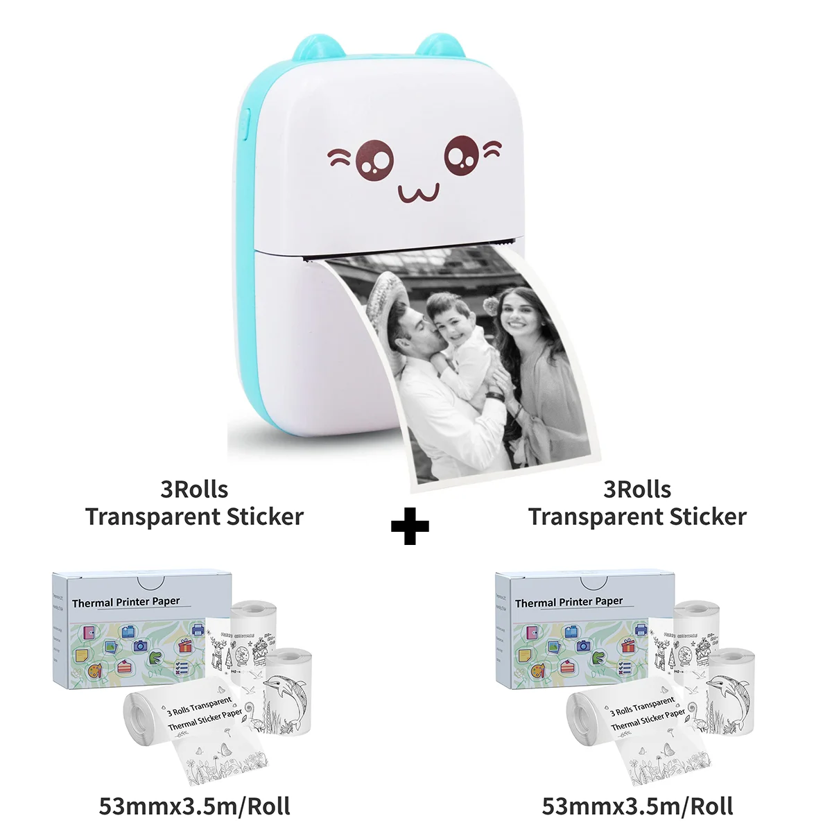 Mini Printer Portable Pocket Sticker Printer Mini Printer Sticker Maker Bluetooth Mobile Kids Thermal Printer for Journal Notes