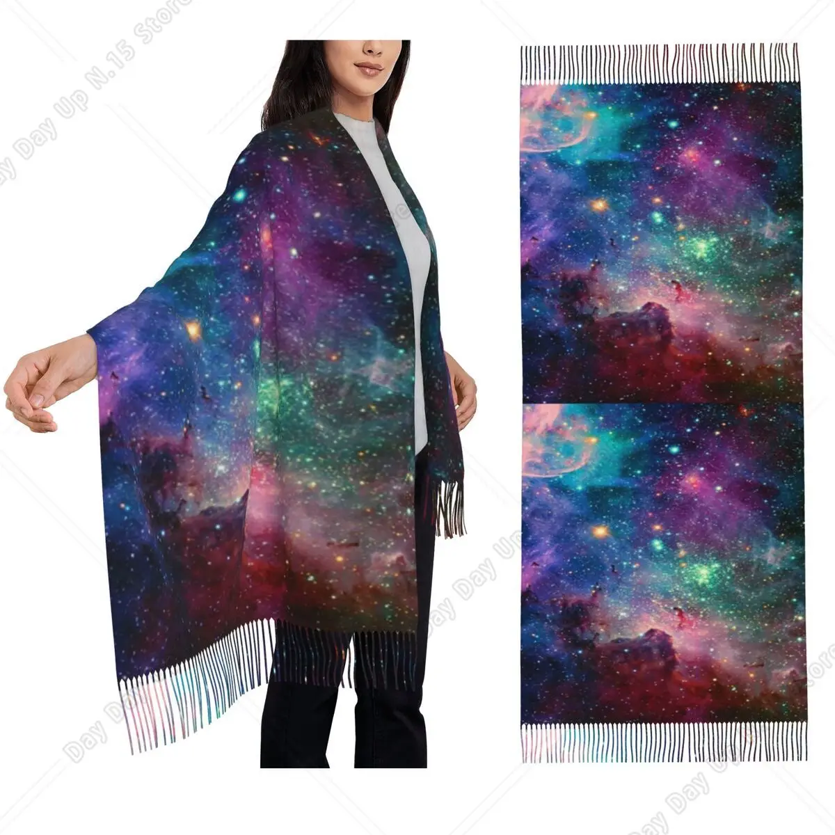 Galaxy Scarf Tassel Scarves Women Soft Warm Shawls and Wraps Large Fall Winter Shawl Wrap