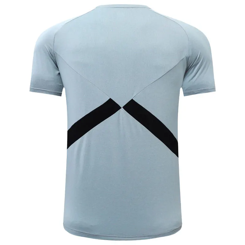 Gym Patchwork Shirts Breathable Workout Running Quick Dry Sport Short Sleeve Training Moisture Wicking Mesh Round Neck Tee