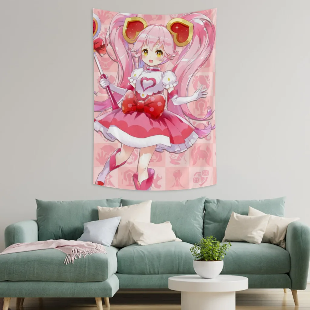 Kawaii Anime Amu Hinamori Tapestry  Room Décor Aesthetic Home Decoration Bedroom Wall Art