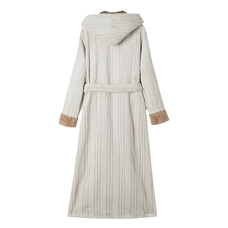 New Winter Bathrobe Gown Women Jacquard Polyester Robe Thicken Flannel Nightwear Lover Sleepwear Shower Robes Nightgown