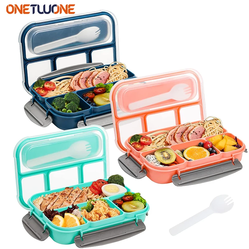 Bento Lunch Boxes Meal Prep Containers for Toddler/Kids/Adults 1300ml-4 Compartments&Fork Microwave/Dishwasher/Freezer Safe