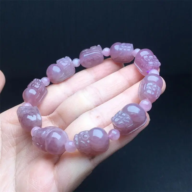 16MM Natural Purple Rose Quartz Pixiu Bracelet Fashion Reiki Gemstone Round Beads Jewelry Couple Gift 1PCS