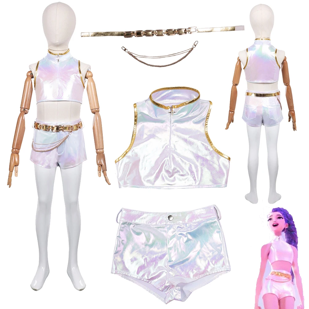 

2025 Cartoon Demon Hunter of KPop Cosplay Rumi Kids Top Pants Clothes Party Disguise Halloween Costume Carnival Outfits Suit