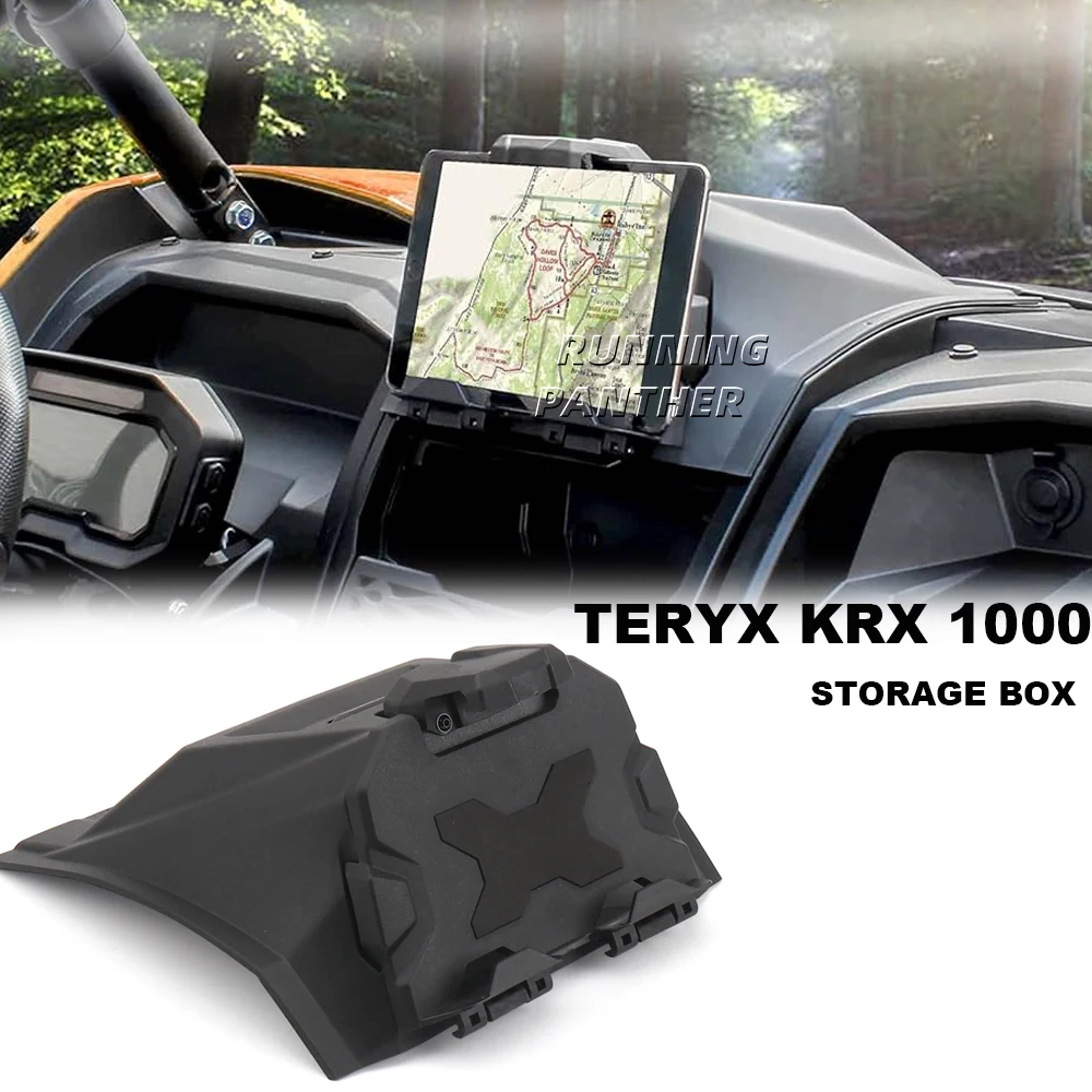 For Kawasaki Teryx KRX 1000 2020 2021 2022 2023 Black Electronic Device Tablet Phone Holder With Storage Box New Accessories