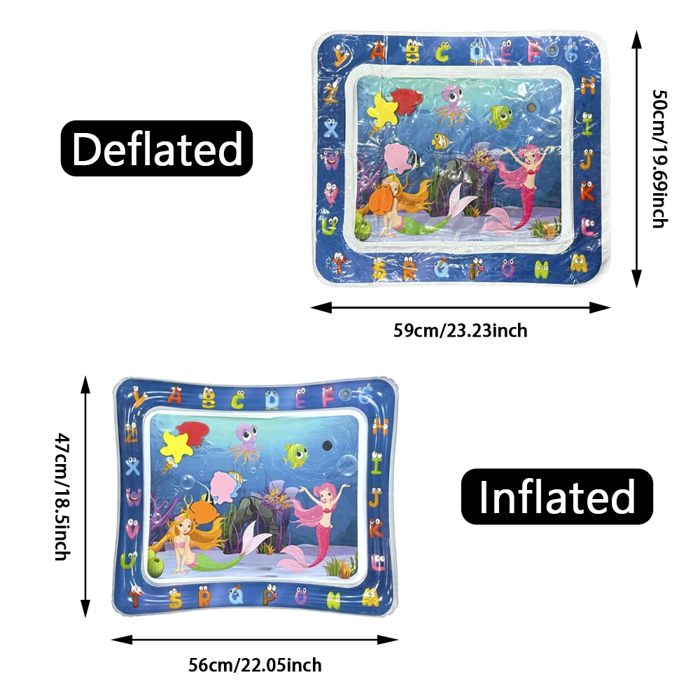 Tapis de jeu gonflable en PVC, 1 pièce, motif sirène, tapis d'eau pour bébé, tapis pour tout-petits, jouets d'activité d'éducation précoce, coussin
