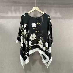 2024 Shawls Summer Beach Sexy Women Fashion Print Chiffon Smock Bikini Cover Up Loose Blouse Sunscreen Comfortable Poncho Hot