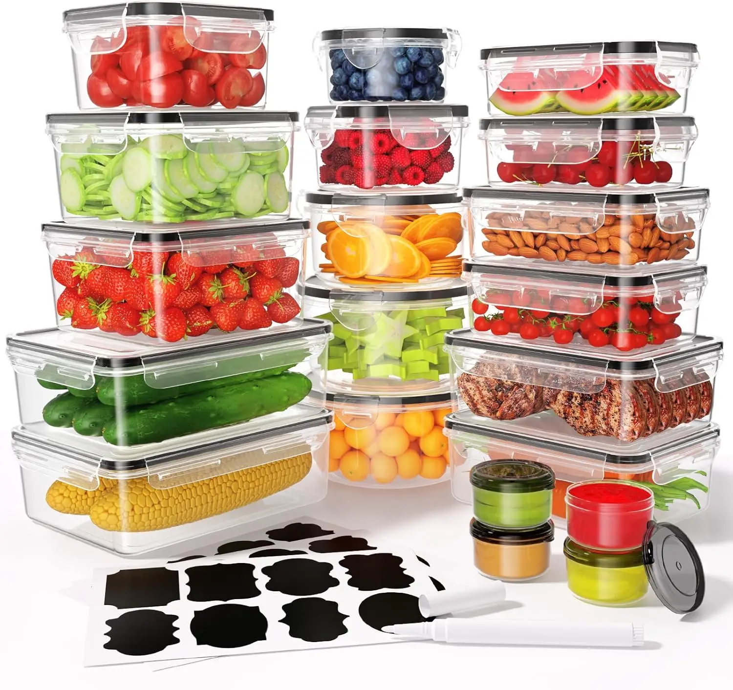 40 PCS Airtight Food Storage Containers with Lids, Leakproof Meal Prep Set, BPA-Free, Microwave & Dishwasher Safe