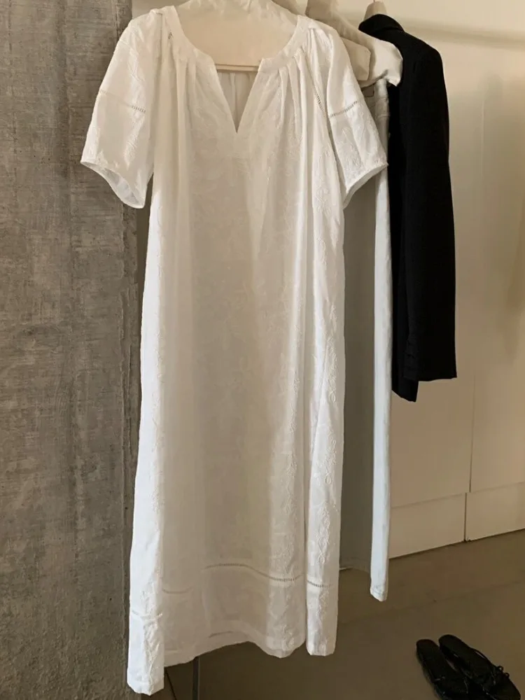 Vestido Largo con Bordado Floral Estilo Coreano, Vestido de Verano para Mujer, Nuevo Estilo de Moda, Vestido con Mangas Abull...