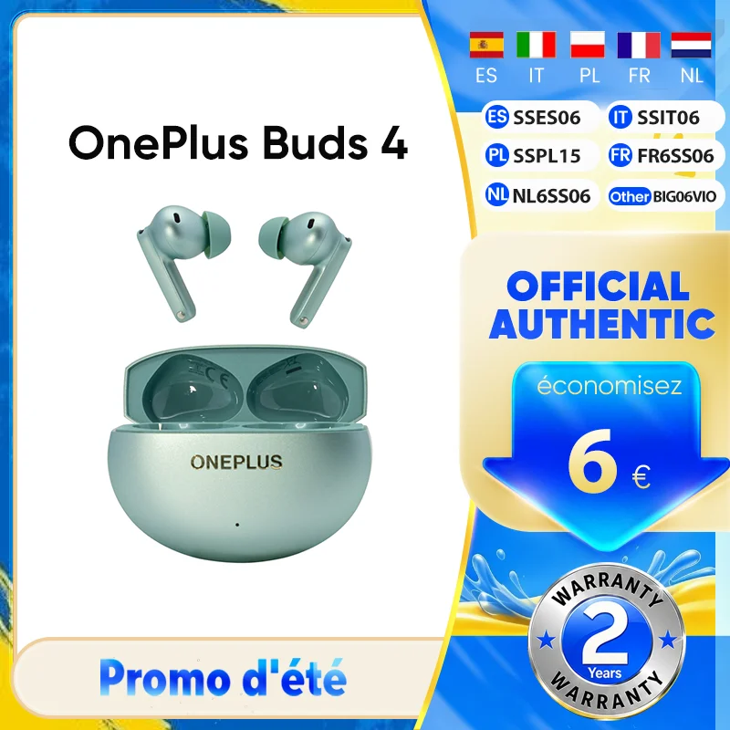 OnePlus Buds 4 Version Globale Originale Réduction Active du Bruit ANC Dynamique 55 dB Bluetooth 5.4 Connexion Stable Audio Haute Résolution IP55