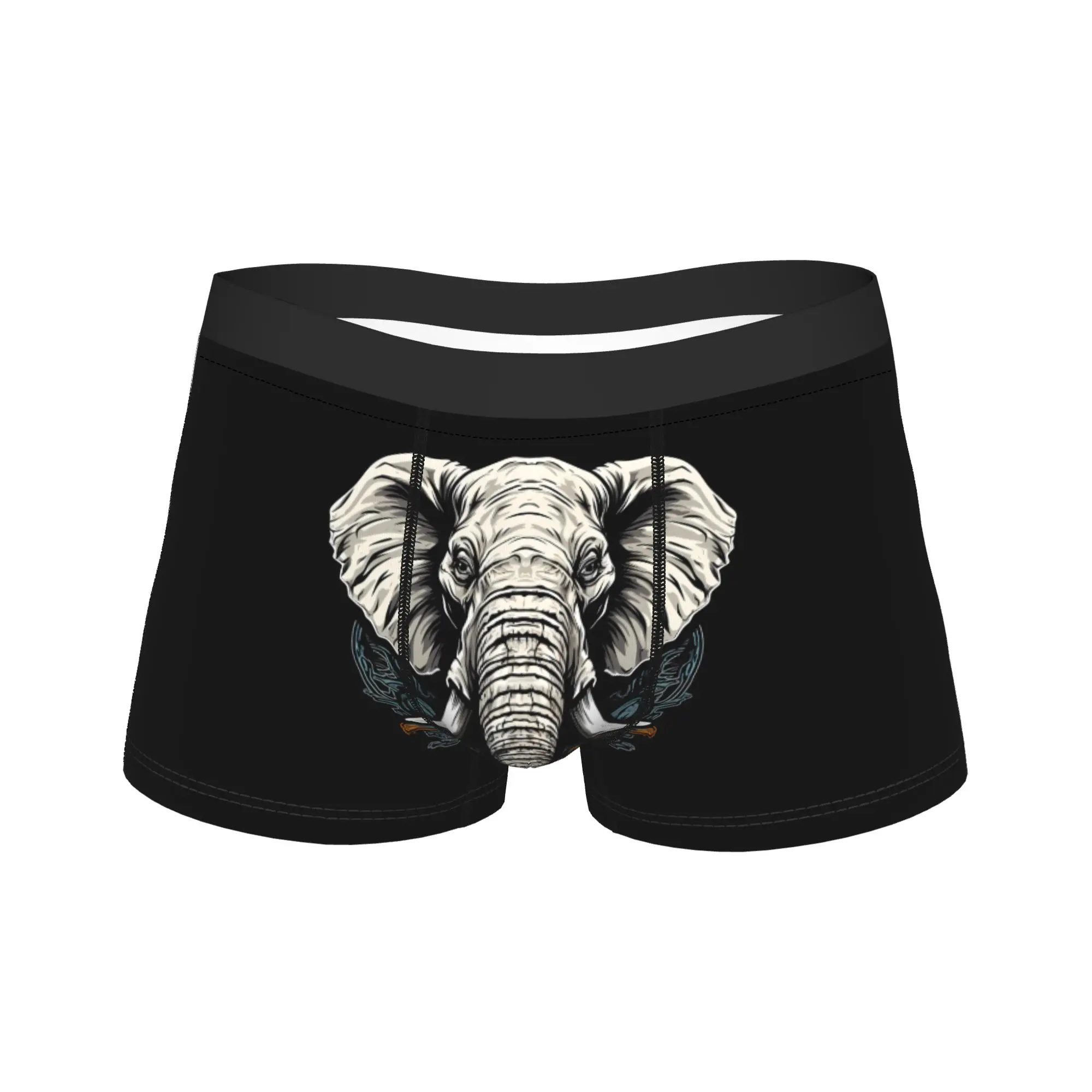 

Elephant Big Mouth ear ivory Shorts Briefs Underwear Quality Males Comfortable Trunk Printed Plus Size Panties