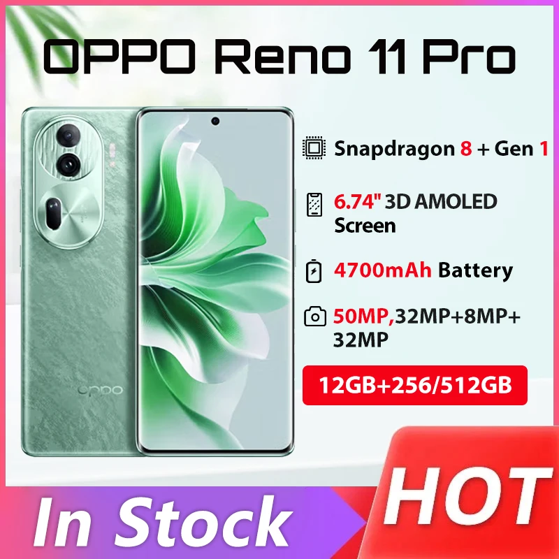 Original OPPO Reno 11 Pro 5G 6.74 Inches 120Hz Screen Camera 50MP Snapdragon 8+ Gen 1 Octa Core Battery 80W Smartphone