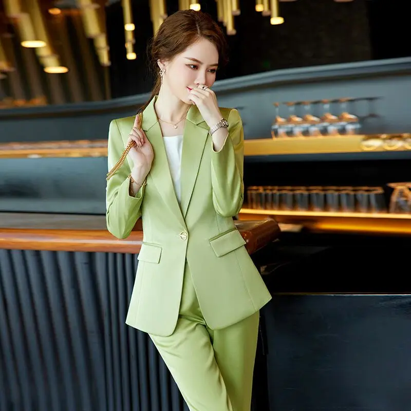 

Элегантные офисные брючные костюмы OL, комплекты из 2 предметов, блейзер, куртка и брючный костюм для женщин, весна-осень-зима, деловой формальный костюм