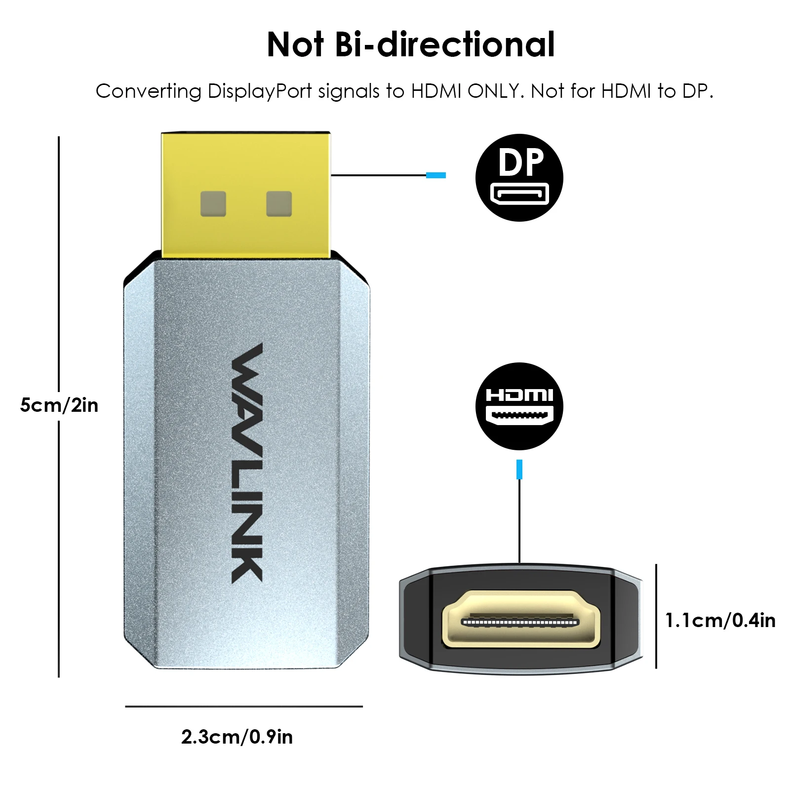 Wavlink 4K 60Hz DisplayPort to HDMI-Compatible Male To Female DP to HDMI-Adapter Display Port to HDMI-Converter Connector For PC