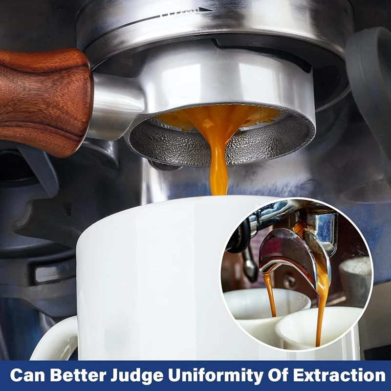 استبدال Portafilter بدون القاع لportafilter ، مصنوع من الفولاذ المقاوم للصدأ والخشب الصلب ، 54 مللي متر