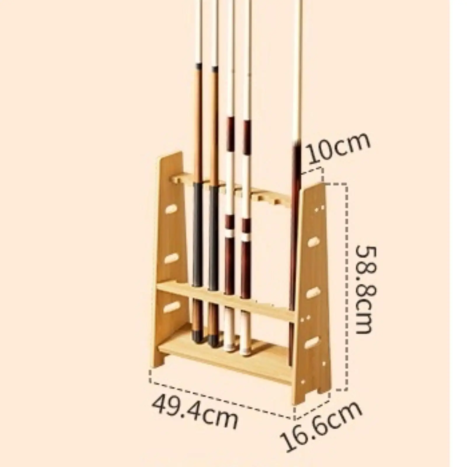 

Billiards Pool Cue Rack Sturdy Stand Solid Wood Storage Billiard Stick Holder Easy Install for Home Game Room