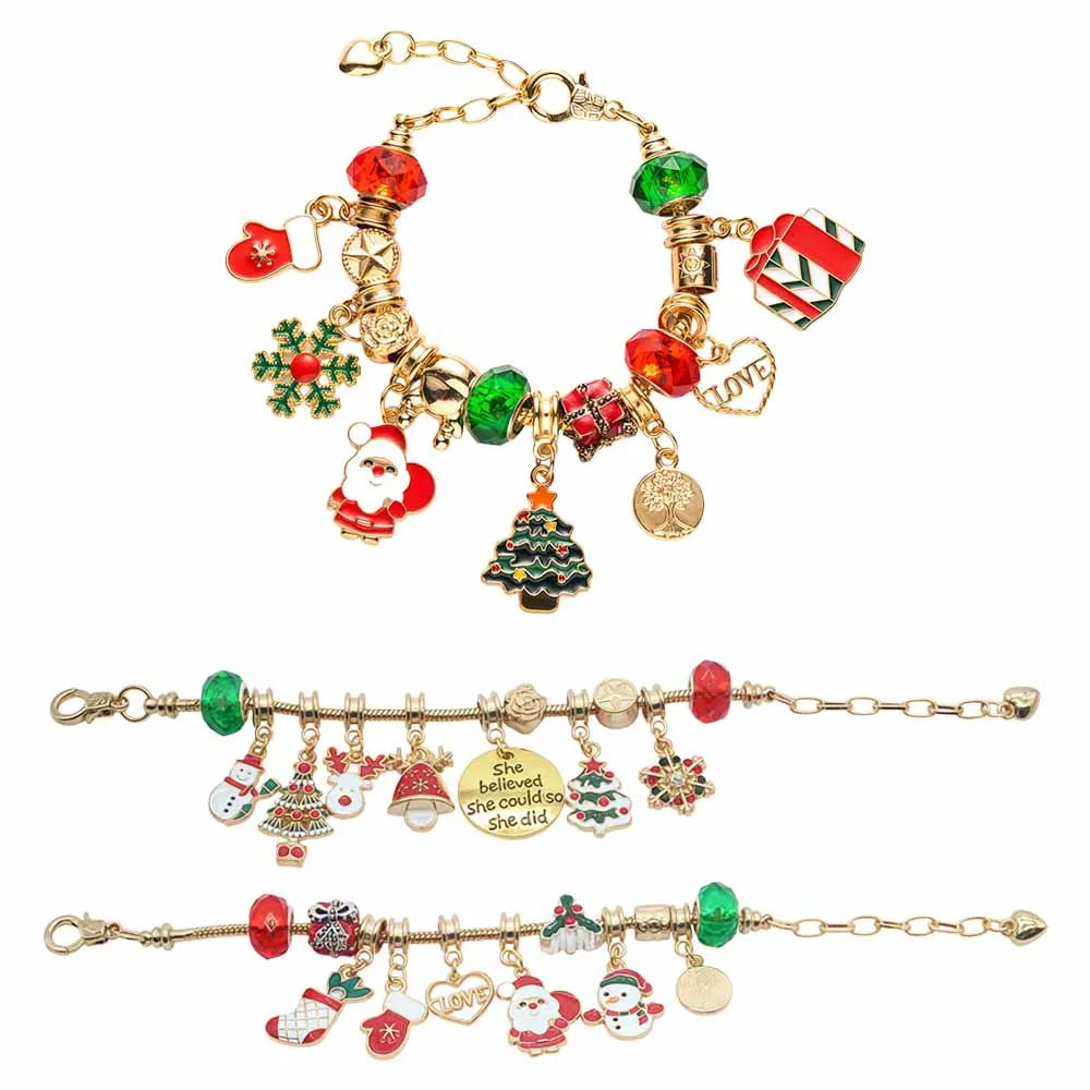 クリスマスおもちゃセット - DIYビーズクラフトキット キラキラジュエリークラフト材料 収納ボックス付き 誕生日/ホリデーギフトに最適