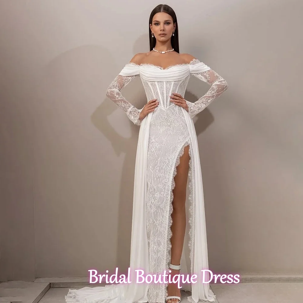 

Сексуальные свадебные платья русалки для женщин с открытыми плечами Vestido De Novia, классическое свадебное платье с кружевной вышивкой на заказ