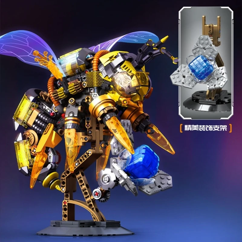 Sembo blocos de construção de abelha mecânica série cyberpunk modelo de montagem de tamanho grande brinquedo educativo infantil presente de aniversário
