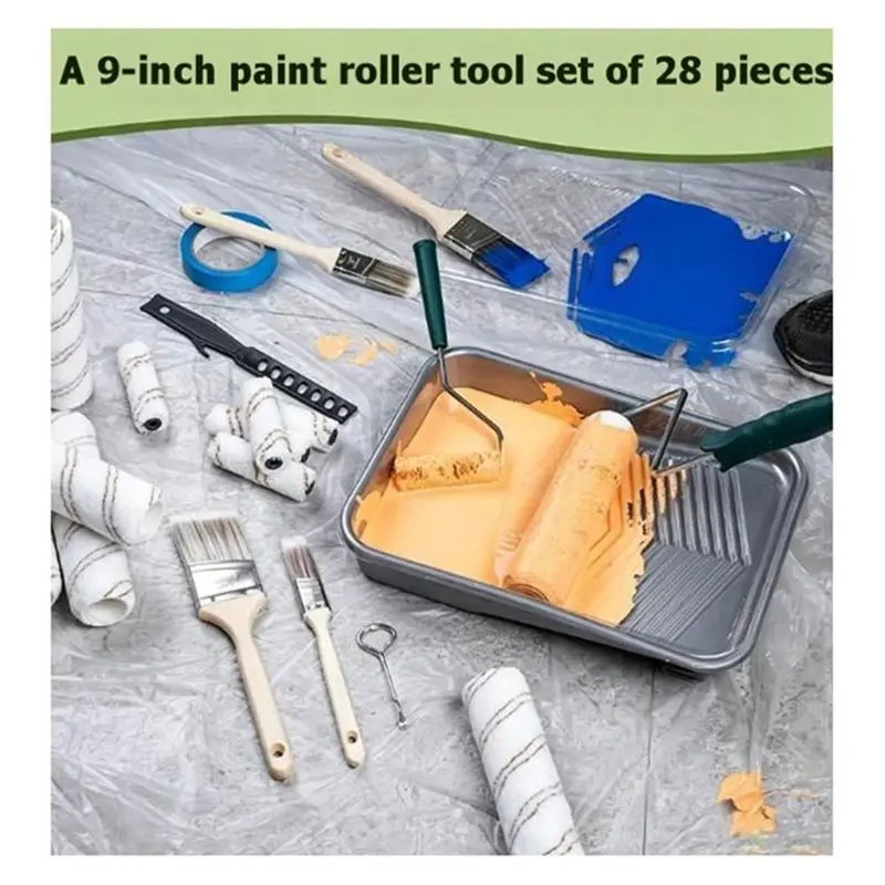 Professional Paint Brushes Set, 28 Pack Paint Roller Kit, Painting Supplies For Home Interior, Walls, Ceilings-[Jyqn A78G]