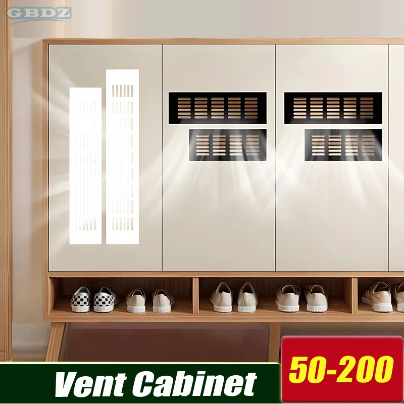 Width 50mm-200mm BIack Alloy Breathable Mesh Rectangular Flat Ventilation air Vent cabinet, Wardrobe Decorative Air vent Grille