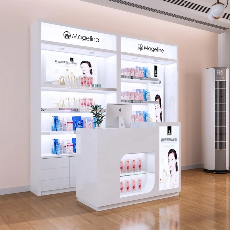 custom，High Quality Cosmetics Cabinets Perfume Display Showcase LED Perfume Shop Cabinets Shelving