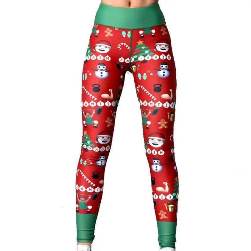 New Women Sexy  Christmas Leggings High Waist Skinny Legging Fitness Ladies Printed Workout Leggings Stretch Trousers Pants