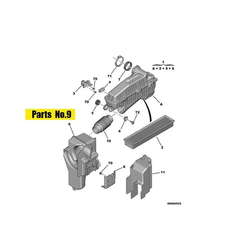 1140N7 Car Resonator Air Admission Air Intake Resonator Silencer Resonance Box For Peugeot 206 307 For Citroen C2 1.6