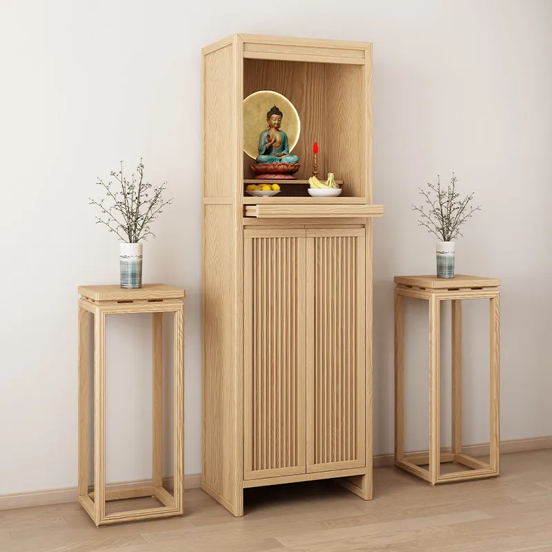 CX  new Chinese solid wood Buddhist shrine vertical cabinet modern shrine household God of Wealth cabinet