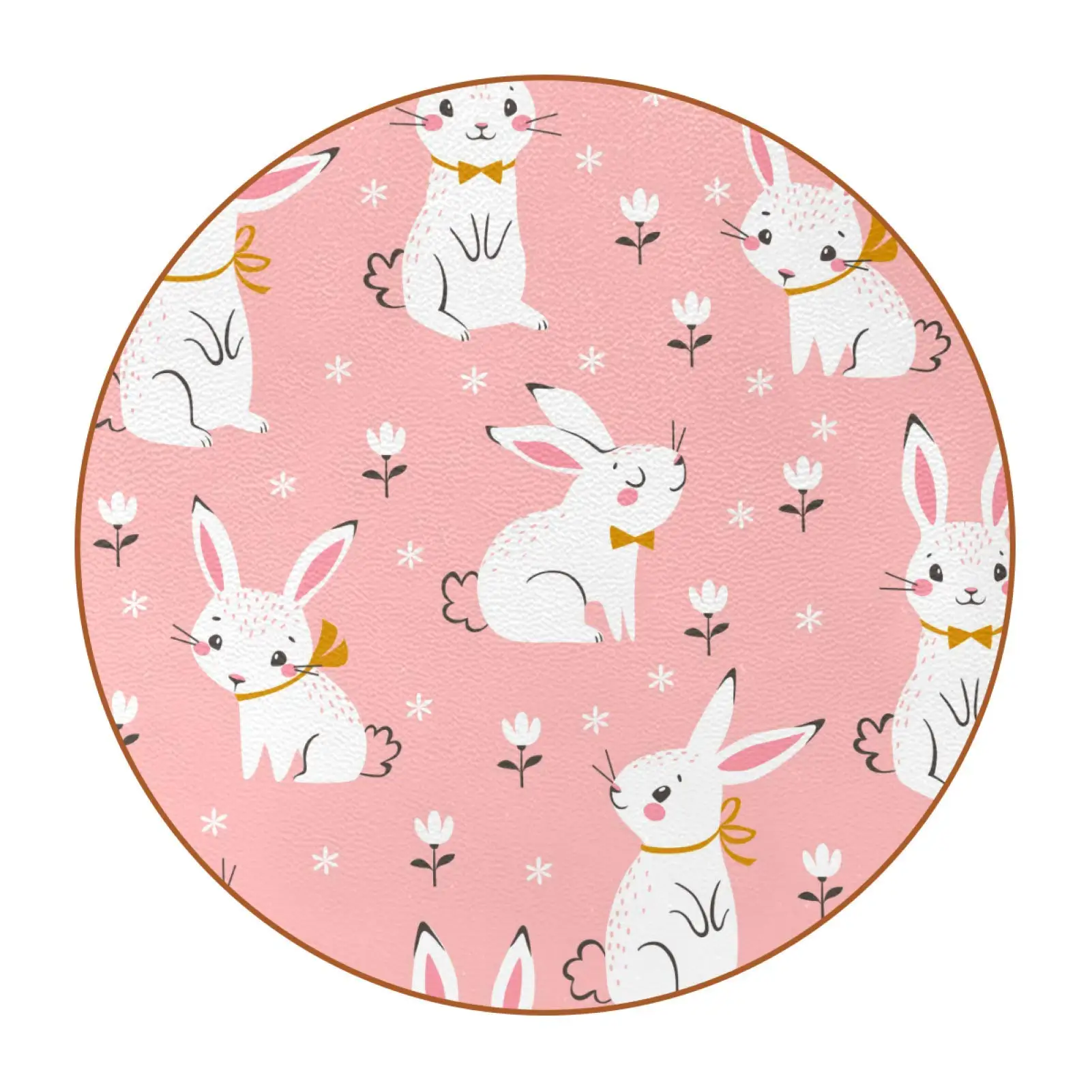 Cute Rabbits Pattern Ceramic Coasters for Drinks Round Cup Coasters Protect Furniture Away From Stain and Scratches Home Decor