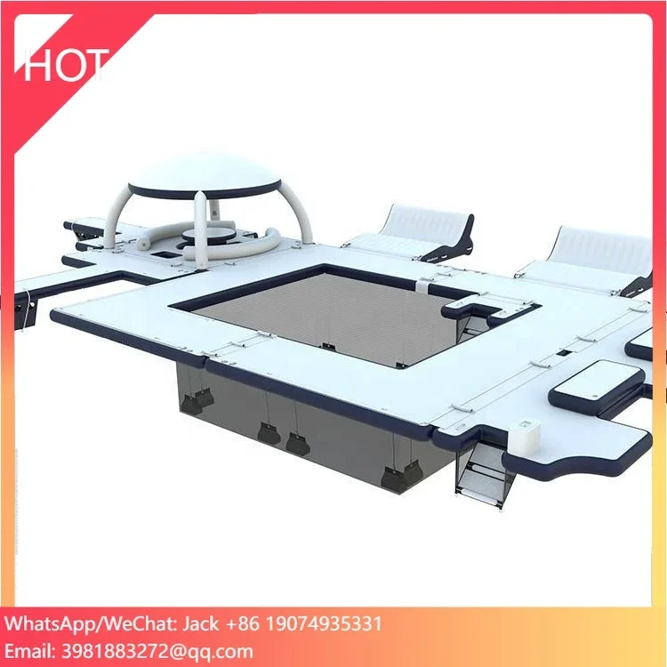 Inflatable Platform Water Lake Comfortable Floating Island Inflatable Dock Platform Aqua Inflatable Airtight Floating Party Deck