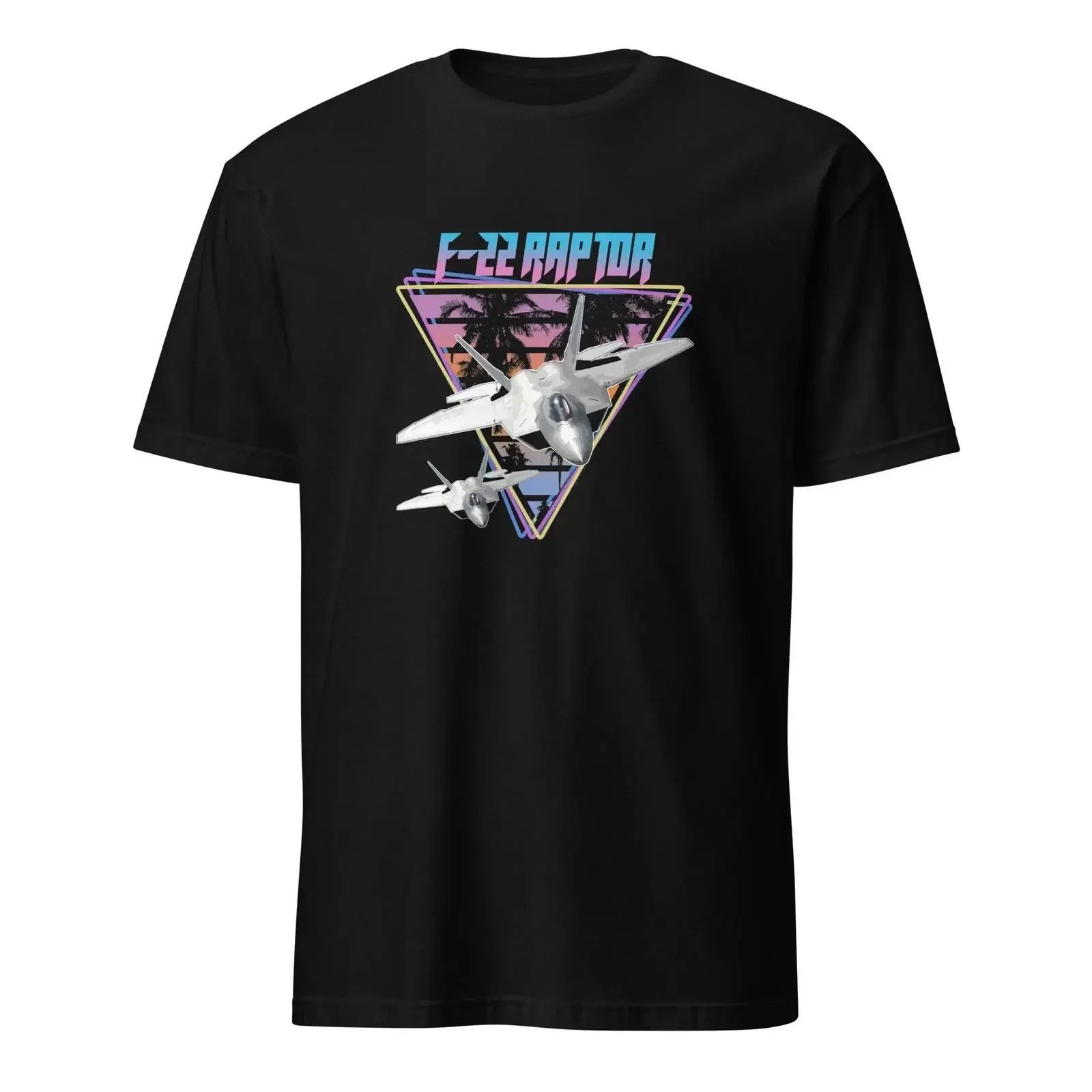 F 22 Raptor Retro Wave T Shirt Fighter Jet 80s Miami Aesthetic Aviation vintage Washed Comfortable Soft Unisex