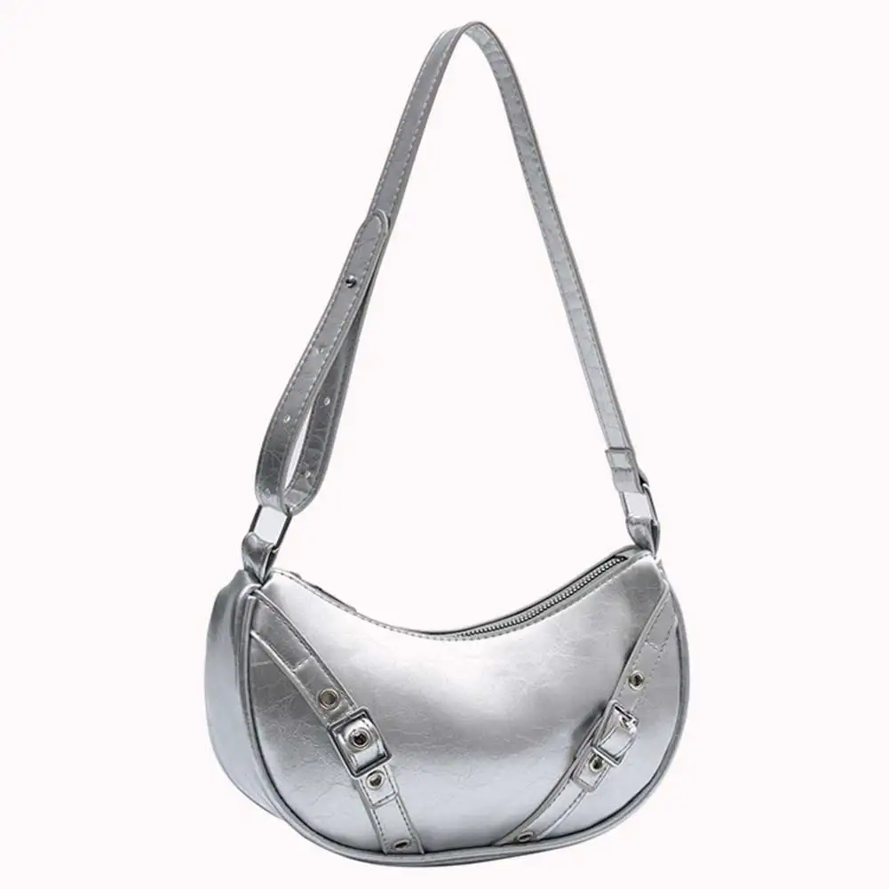 

Women PU Underarm Bag Y2K Tote Handbag Large Capacity Retro Tote Purse Solid Color Adjustable Strap for Outdoor Travel