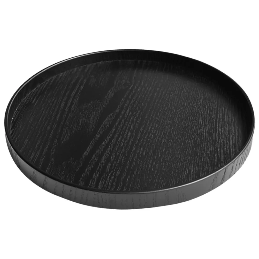 Wood Round Tea Tray Elegant Multi-Functional Food Serving Tray for Breakfast Snacks Dessert Fruit Display Restaurant Home Decor