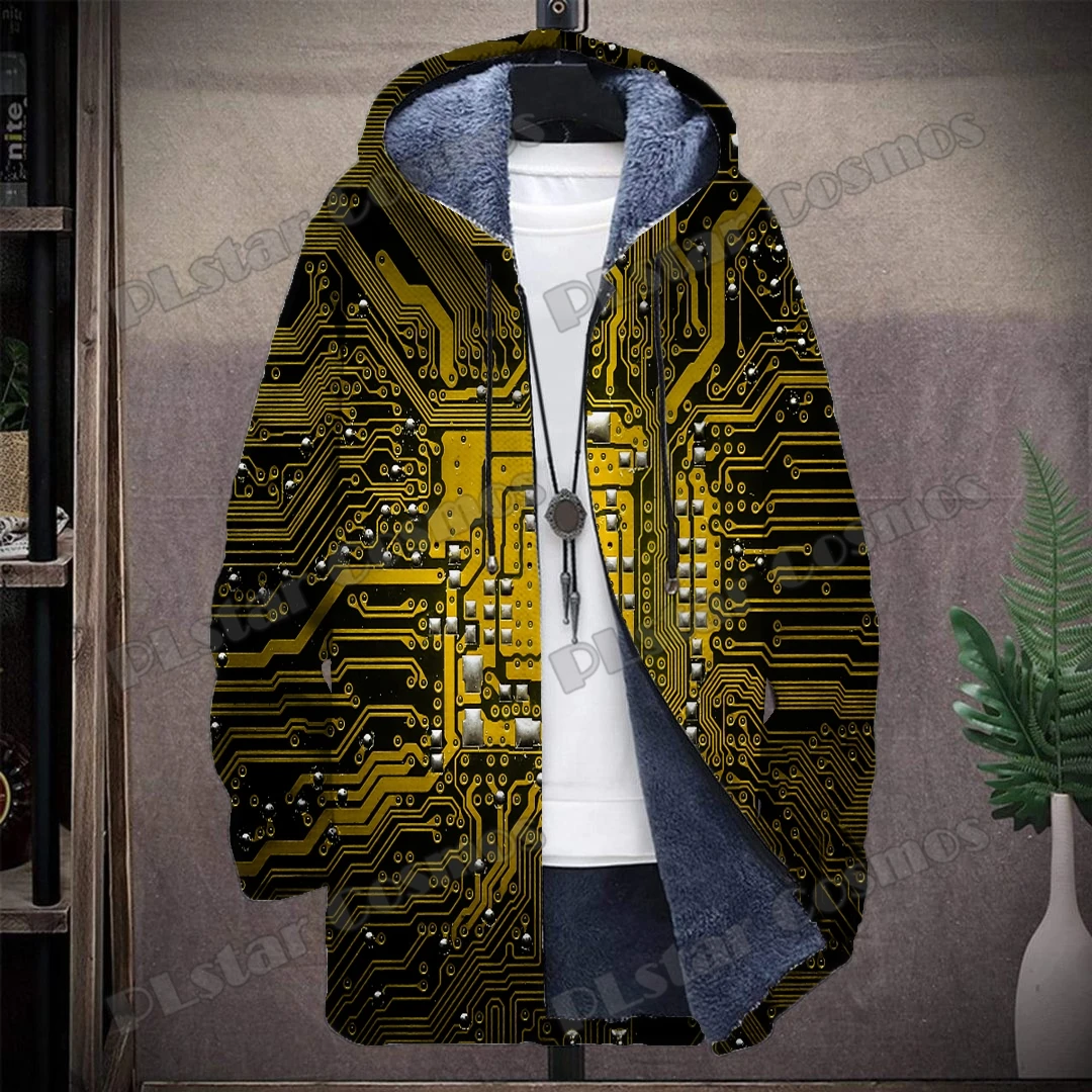 

PLstar Cosmos Electronic Chip Pattern 3D All Over Printed Fashion Men's Hooded Coat Winter Casual Thick Warm Jacket coat HR17