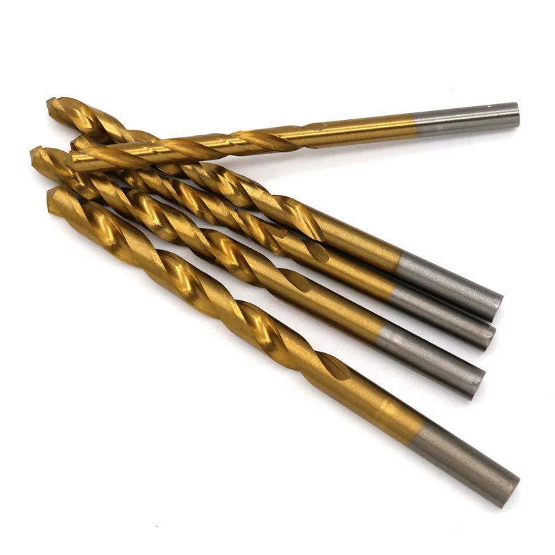 1.5-6 Titanium Plated Bits 13 Set, Wood Plastic Drilling Opening High Speed Steel Straight Shank Twist Drill