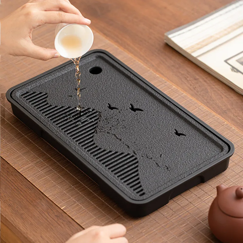 Imitation Black Stone Tea Set Dry Bubble Small Rectangular Tea Tray Home Decoration Living Room Decoration Accessories